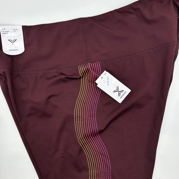 Xersion Women's Plus Size Burgundy High 7/8 Ankle Leggings 0X 2X 3X - Picture 5 of 11